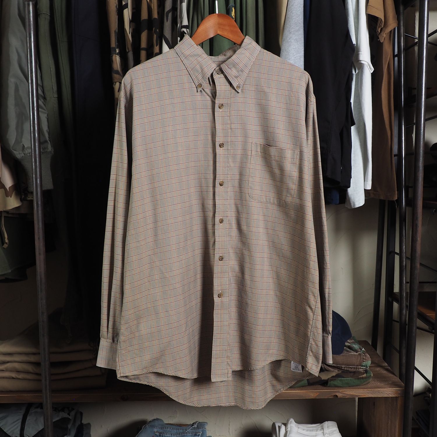 90s シャツ LANDS END ランズエンド グレンチェク ボタンダウン ヴィンテージ L