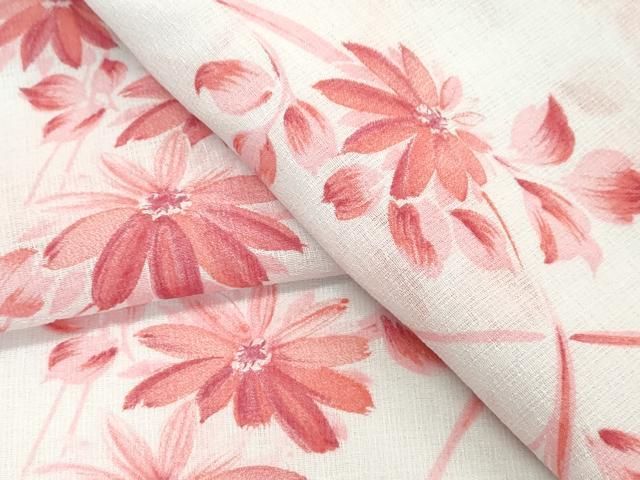 平和屋着物＊夏物 小紋 絽 型染め 亀甲草花文 正絹 逸品 AABA6531jd