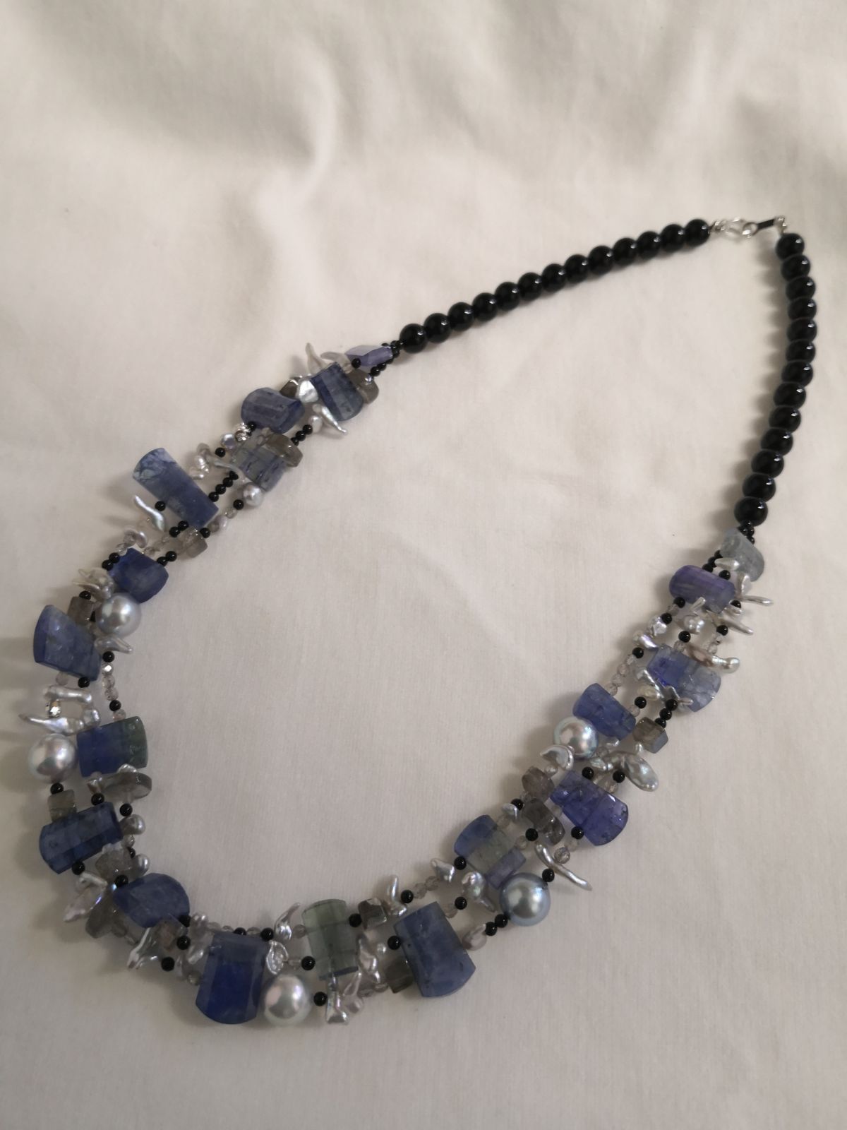 K18WG タンザナイト ダイヤモンド ペンダントネックレス D0.10ct