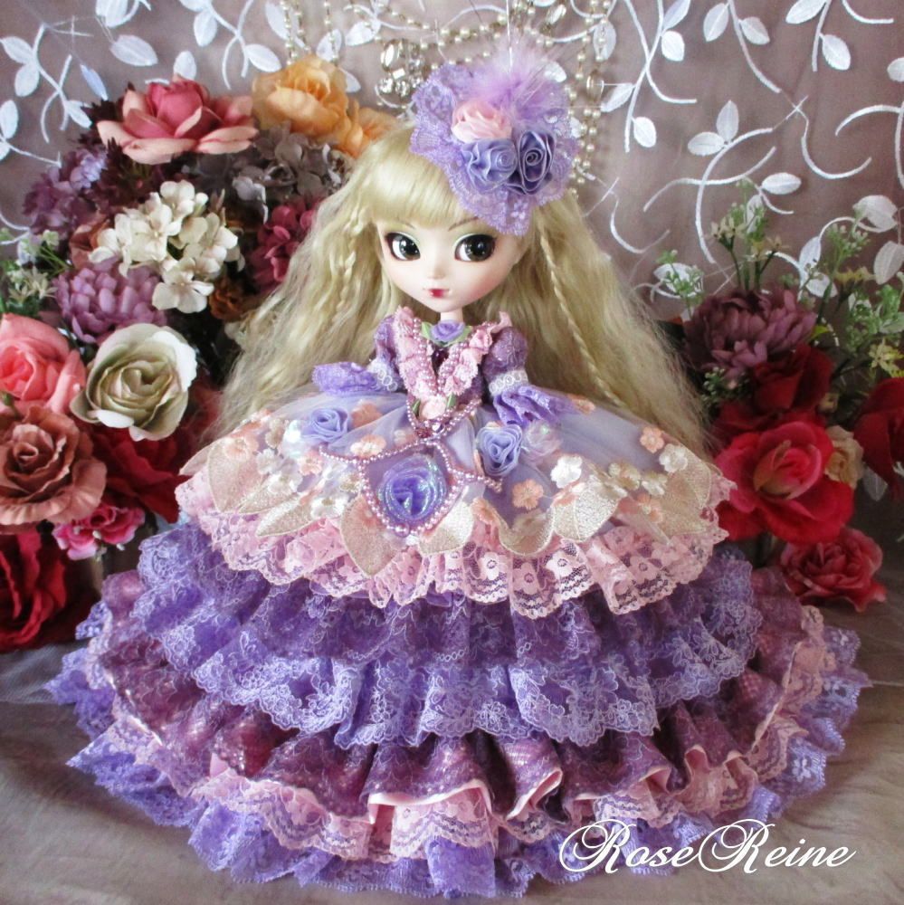 nページ エリザベート王妃 高貴なパープルグラデーションフリルドールドレス エリザベート王妃 高貴なパープルに気品のグラデーションが映える豪華