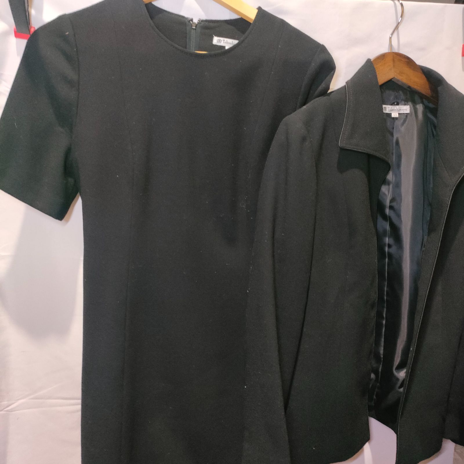高島屋 東京ソワール ブラックフォーマル ジャケット ワンピ―ス スーツ 13号 Mサイズ Lサイズ レディース 喪服 冠婚葬祭 卒業式 フォーマル ウール 秋 冬 バックリボン ブラック 黒 半袖 お葬式 お通夜 お受験 セレモニー セットアップ