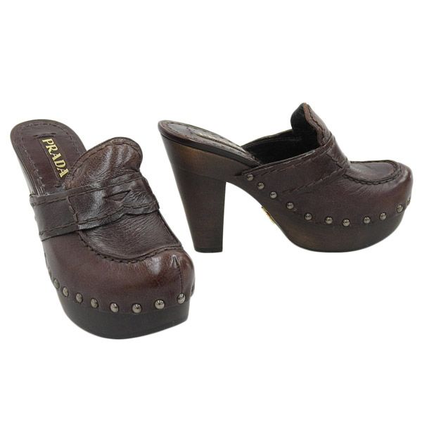 箱付き PRADA プラダ サンダル レディース 美品35 ◇未使用◇ プラダ PRADA ヒール サンダル スタッズ サイズ35 箱