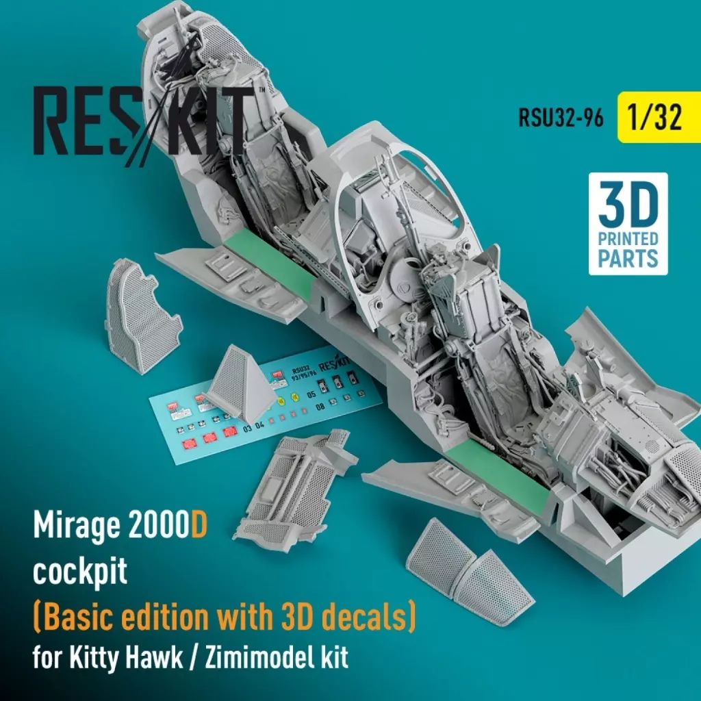 プラモデル 1|32 ミラージュ2000D コックピット w|3D内装デカール キティーホーク用 ディティールアップパーツ RSKU32-0096