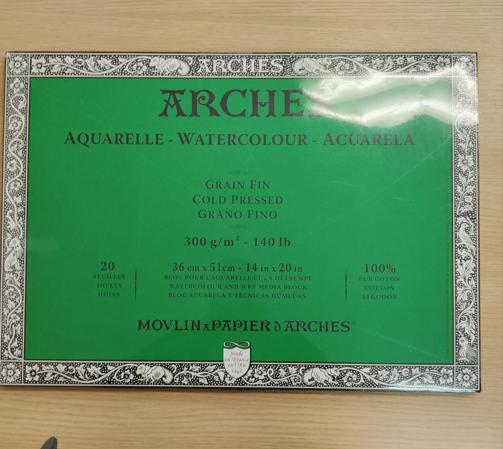 ARCHES アルシュ水彩紙ブロック 36cm×51cm 細目 300g|㎡