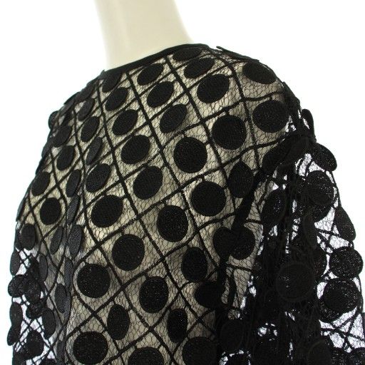  シーニュ cygne jamin レーストップス カットソー シアー シースルー 半袖 クルーネック ショート丈 F 黒 ブラック BB 半袖(Tシャツ) Tシャツ カットソー