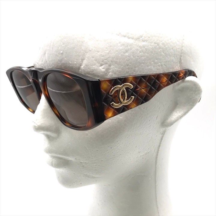 良品 CHANEL シャネル ココマーク マトラッセ べっ甲調 サングラス  