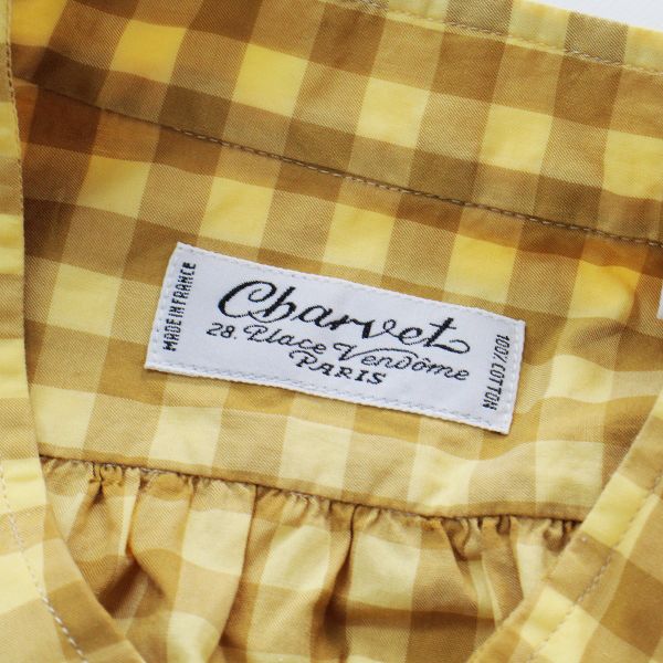 Charvet シャルベ BLAMINK別注 ギンガムチェック コットンバンドカラー