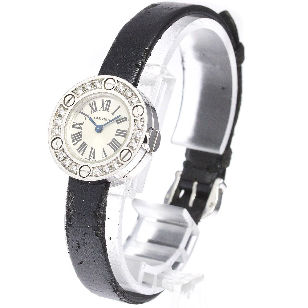 ベルト訳あり カルティエ CARTIER WE800331 ラブウォッチ K18WG ダイヤベゼル クォーツ レディース _747197【ev20】 カルティエ CARTIER WE800331 ラブウォッチ K18WG ダイヤベゼル