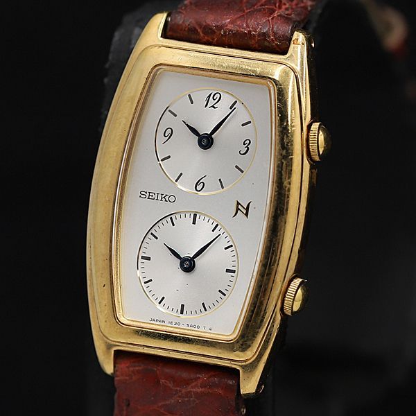 セイコー QZ ノイエ 1E20-3A00 白文字盤 ダブルフェイス トノー型