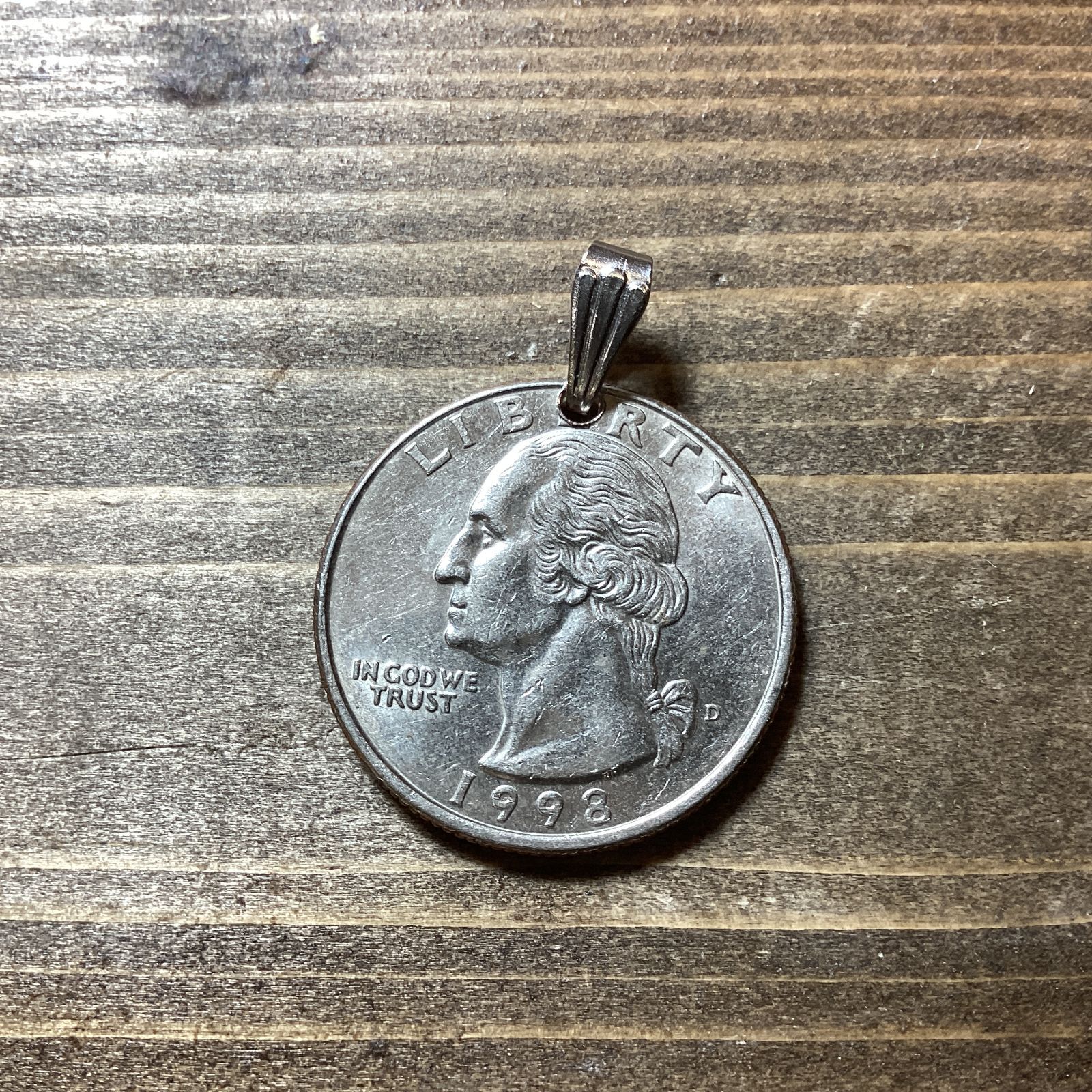 【USA VINTAGE】廃盤 ワシントン USAコインネックレス【QUARTER Dollar Washington】コインネックレス 本物コイン ペンダントトップ アメリカコイン ヴィンテージ 25セント イーグルコイン