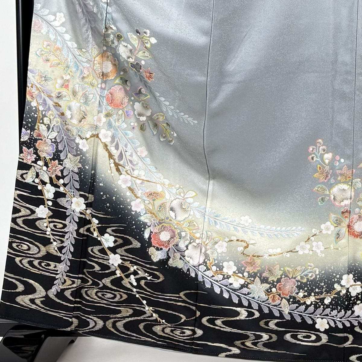 訪問着 身丈164cm 裄丈67.5cm L 袷 辻が花柄 流水 金銀彩 ぼかし