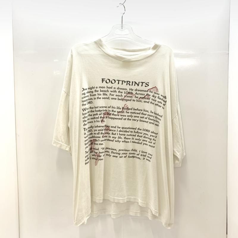 80～90s Q-TEESボディ FOOTPRINTS あしあと プリントT XL ホワイト フットプリント 92