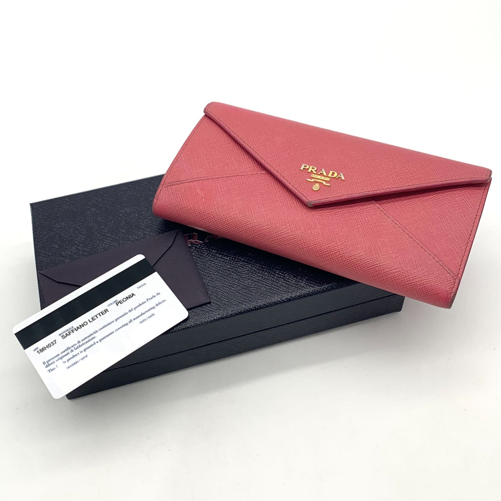 PRADA サフィアーノ レター ペオニア 長財布箱あり PRADA サフィアーノ レター ペオニア 長財布箱あり