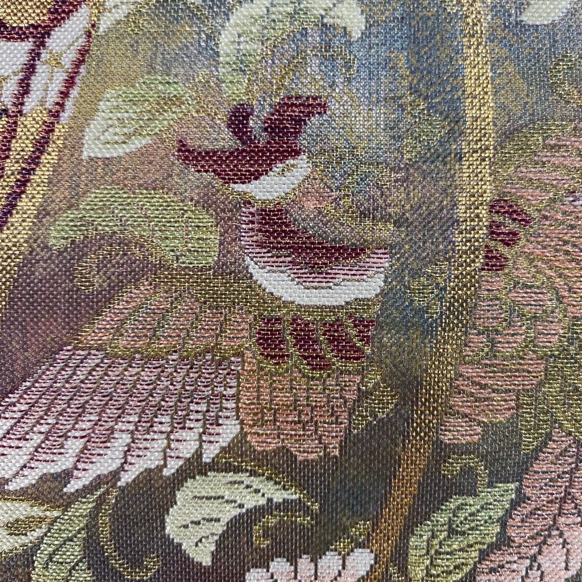 袋帯 美品 逸品 近代花鳥画 日本美術名鑑 色紙 花鳥 金糸 箔 金色 お太鼓柄 正絹 中古 袋帯 美品 逸品 近代花鳥画 日本美術名鑑 色紙 花鳥 金糸 箔 金色