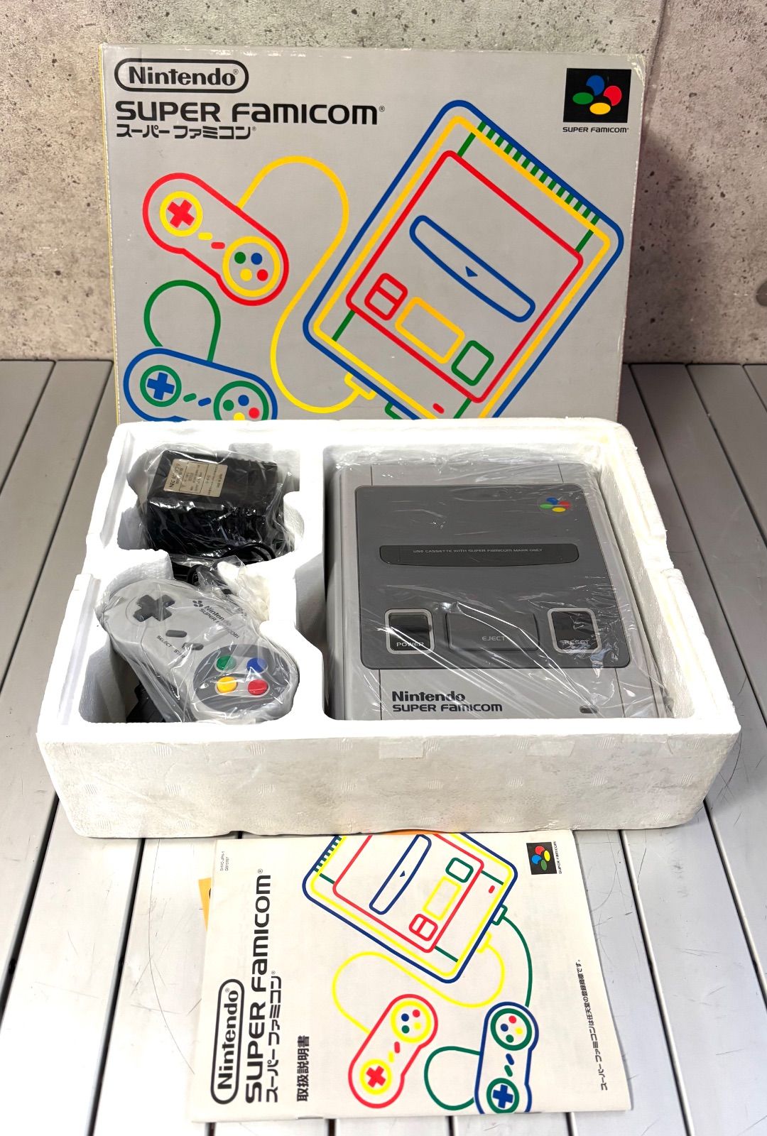 通電確認 Nintendo スーパーファミコン ニンテンドーSHVC-001 ゲーム機 コントローラー アダプタ 箱付