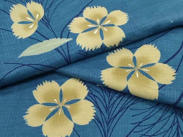 平和屋着物∴夏物 浴衣 綿紅梅 草花文 綿 逸品 CAAU3534ng - メルカリ 