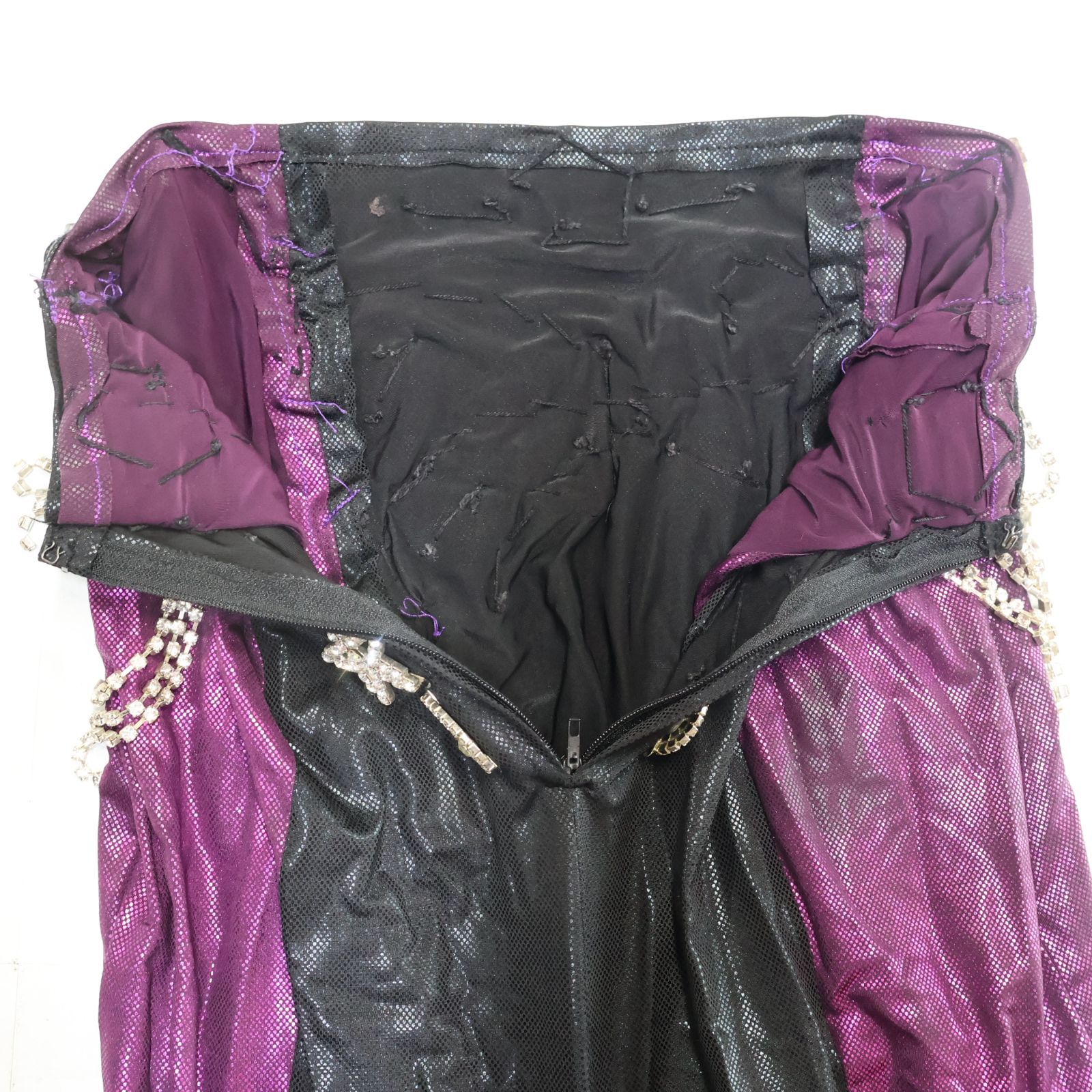 ベリーダンス用 オリエンタル衣装】ブラック×パープル スパンコール