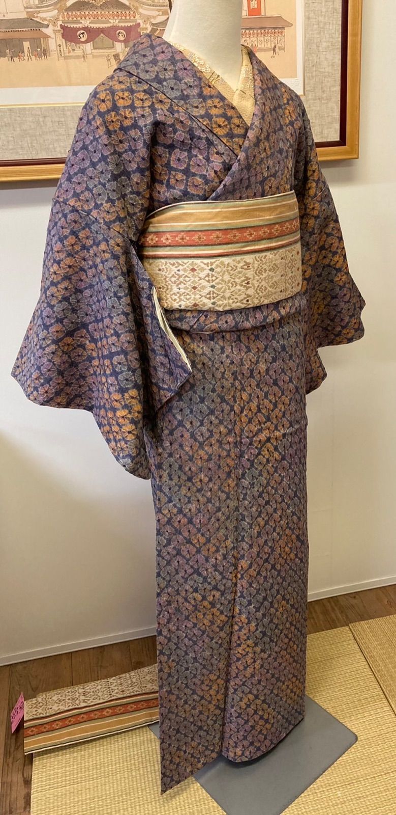 手蜘蛛絞り　蜘蛛絞り　有松絞り　袷着物 未仕立て商品】花しぼり 有松絞り 蜘蛛絞り : 新品・リユース