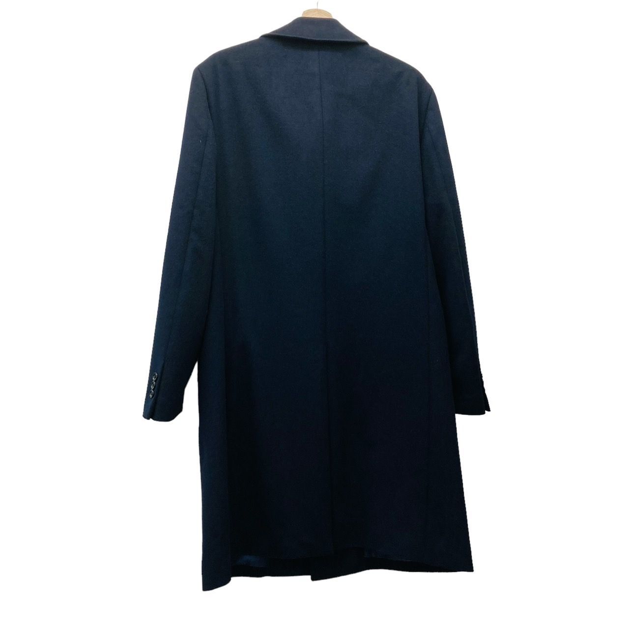 サイズL ハーディエイミス カシミヤ100% ロングコート ネイビー