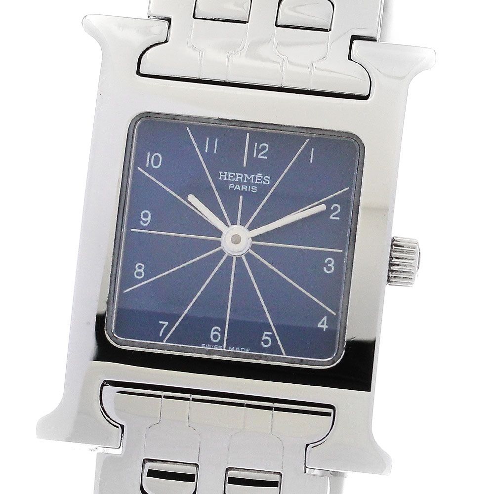 美品HERMES エルメス HH1.210 Hウォッチ 二重巻き クオーツ エルメス HERMES Hウォッチ HH1.210 シルバー×ピンク ステンレス