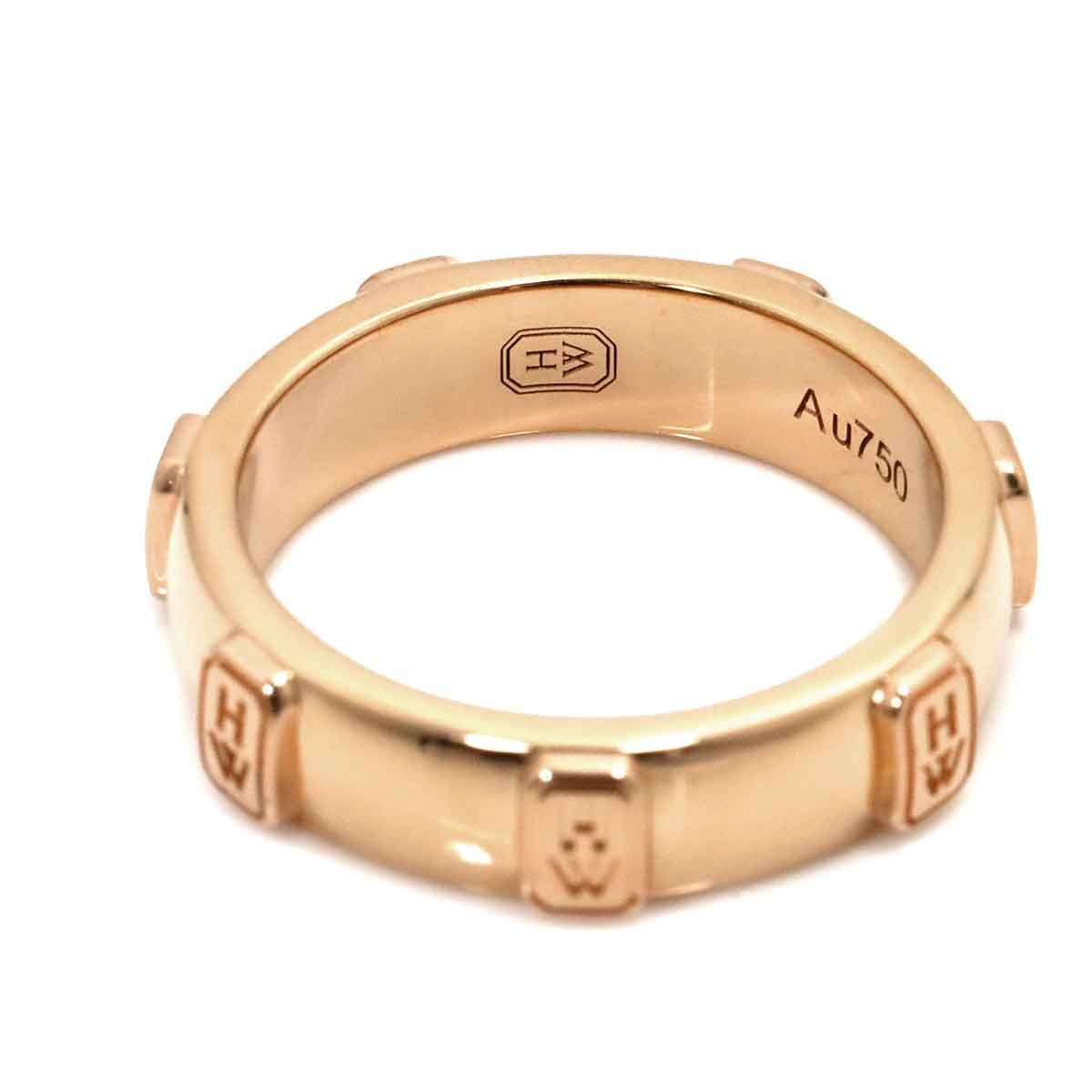 【新品仕上げ】ハリーウィンストン　HW　ロゴ　バンド　リング　9号　PG 新品仕上げ】ハリーウィンストンHWロゴバンドリング9号PG