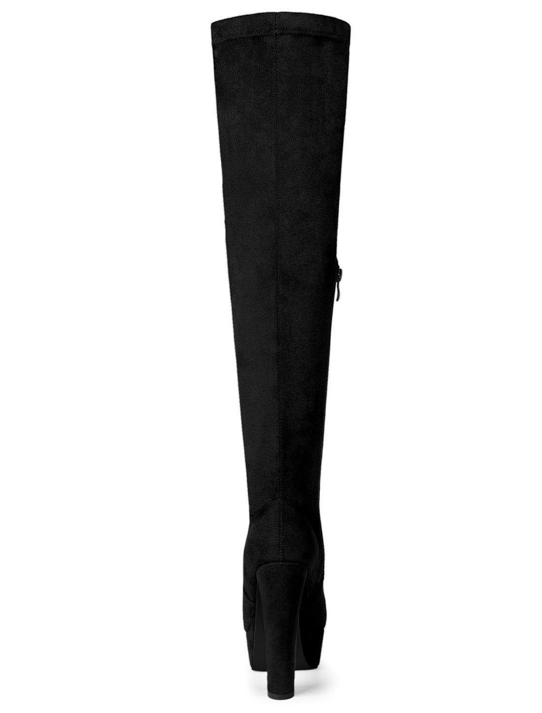 Allegra K ニーハイブーツ 厚底 ブーティ プラットフォーム ブロックヒール レディース ブラック 25.0cm