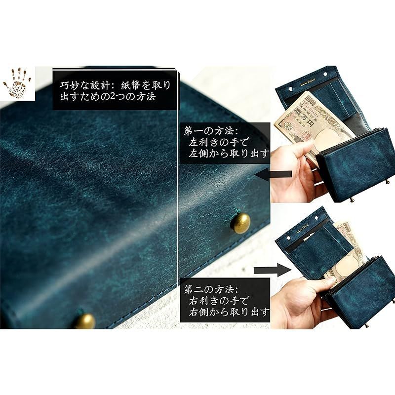 新品】 [IrideScent] 二つ折り財布 メンズ 2つ折り 箱型の小銭入れ イタリアン レザー プエブロ ミニ財布 コンパクト 小さい財布  二つ折り 箱状です 牛革 大容量 L字 レディース PUEBLO (Navy) 0 - メルカリ