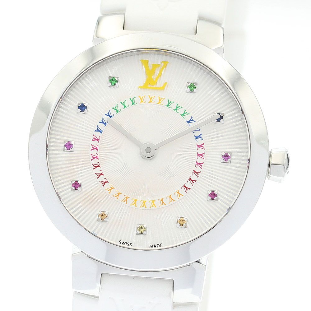 ルイ ヴィトン LOUIS VUITTON QA158Z タンブール スリム PM 11Pマルチストーン クォーツ レディース箱 保証書付き_913952