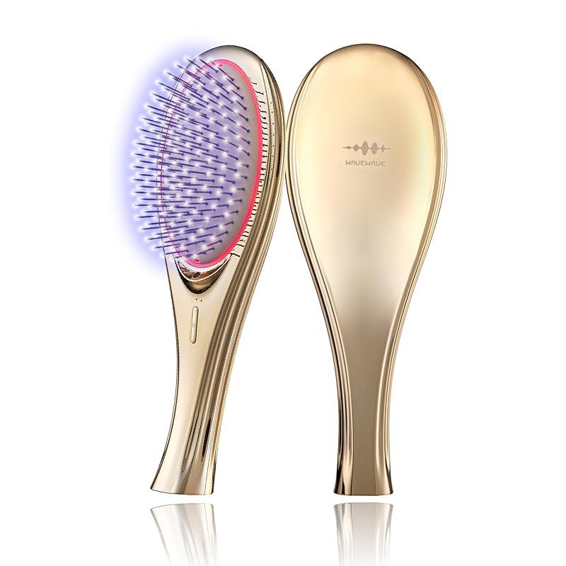 ひるおび にて紹介 wavewave ems ヘアブラシ イオンケア 赤色LED サラサラ 髪 髪の毛 クッションブラシ くし 誕生日 女性 レディース 妻 彼女 母 プレゼント ゴールド