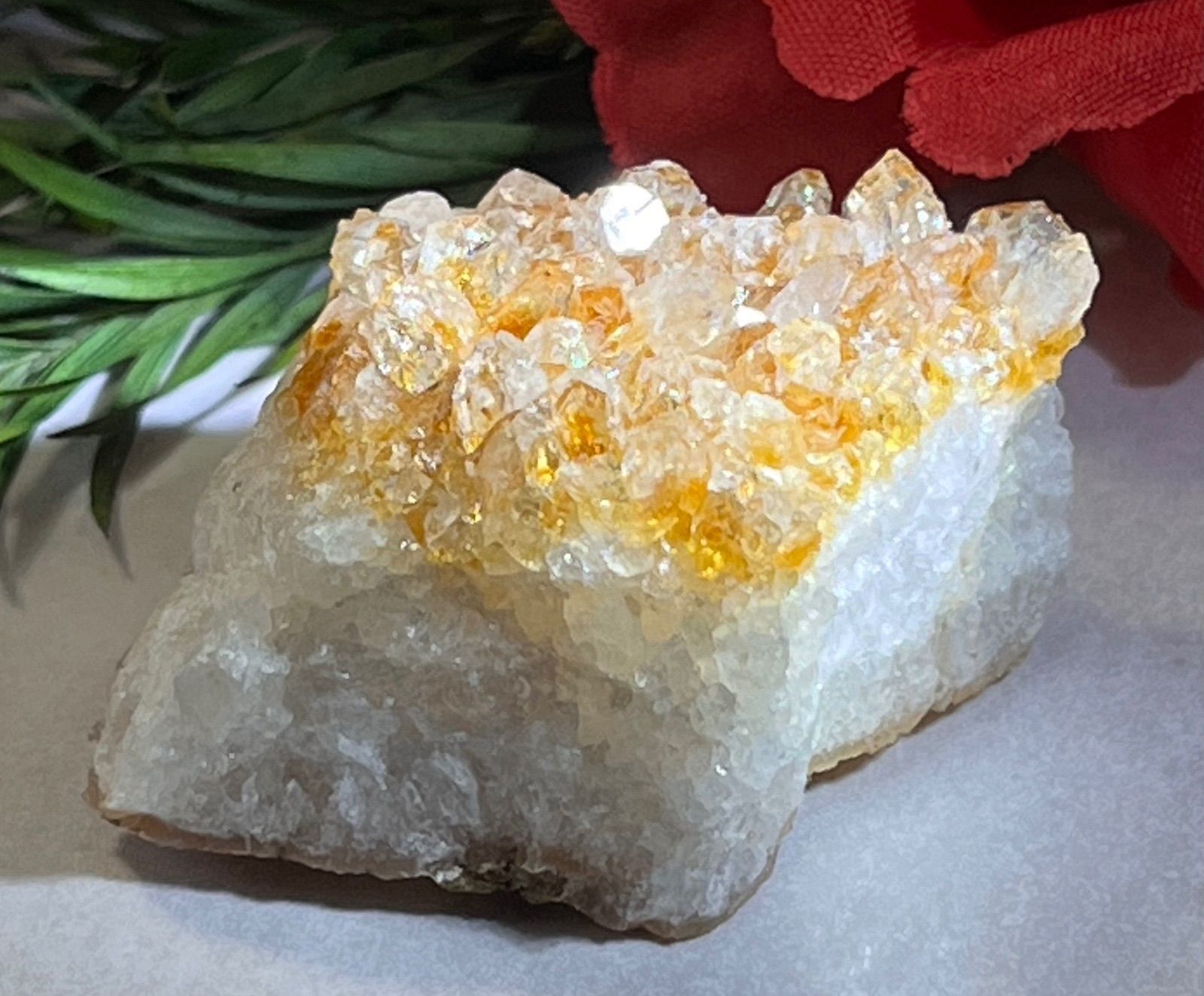 恋愛・ビジネス✨ レインボー シトリン 原石 ラフストーン ポイント 黄水晶