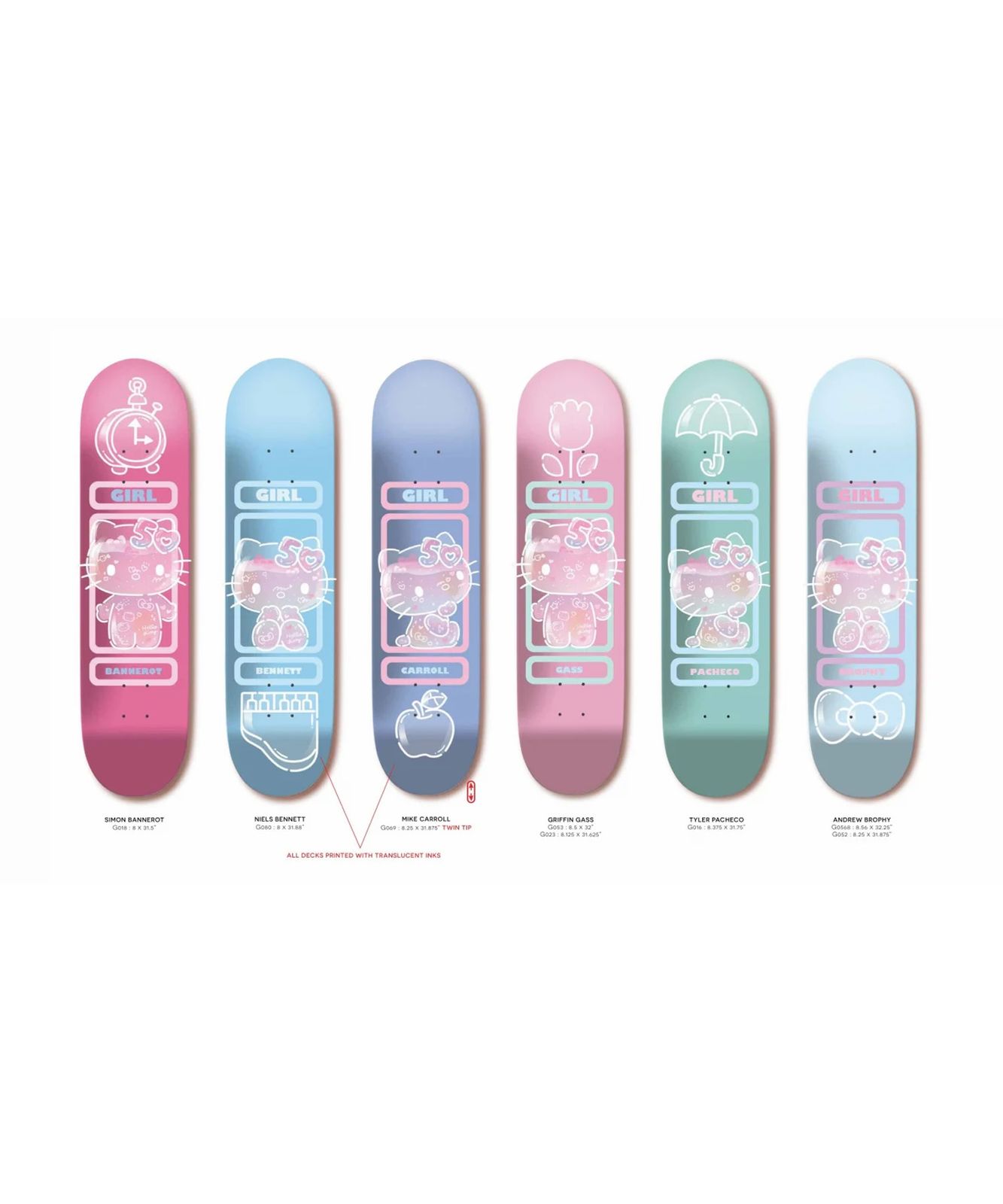 台湾製無地黒デッキテープ付きGIRL ガール　8.0デッキ ハローキティ 台湾製無地黒デッキテープ付き ガール Girl 8.0デッキ ハローキティ