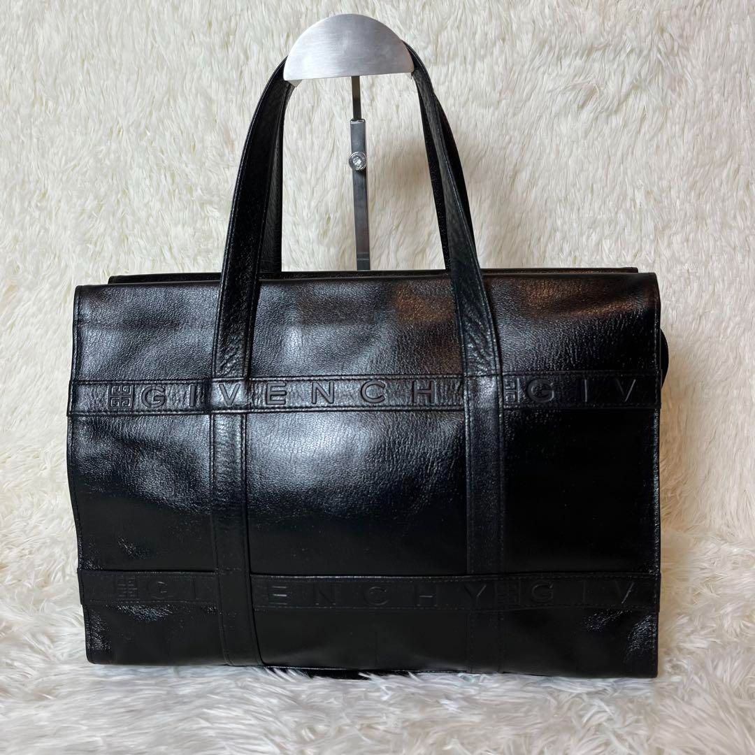 GIVENCHY ジバンシー トートバッグ レザー 型押しロゴ ブラック