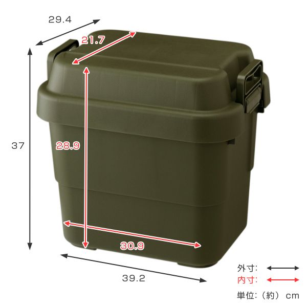 収納ボックス 幅39.2×奥行29.4×高さ37cm トランクカーゴ スタンダード 20L TC-20 （ 座れる 収納ケース 収納 ボックス フタ付き ケース 頑丈箱 工具箱 プラスチック アウトドア 持ち手付き 日本製 