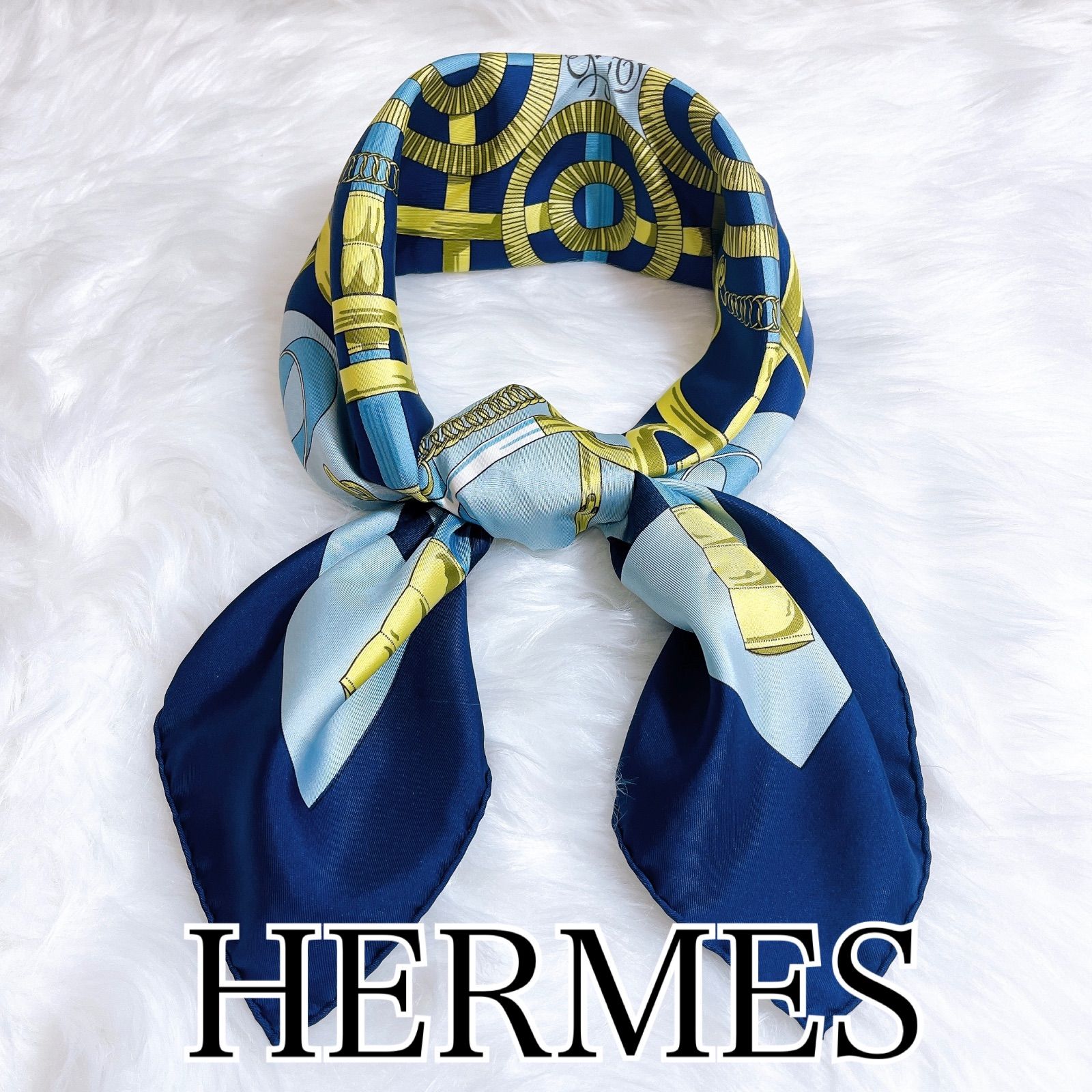 エルメス HERMES スカーフ カレ90 黄金の拍車 馬具 大判 HERMES】エルメス カレ90 Eperon d Or 黄金の拍車 スカーフ