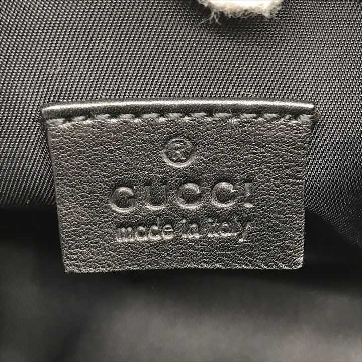 展示品 GUCCI グッチ ロゴ金具 シマ ポーチ 小物入れ ブラック