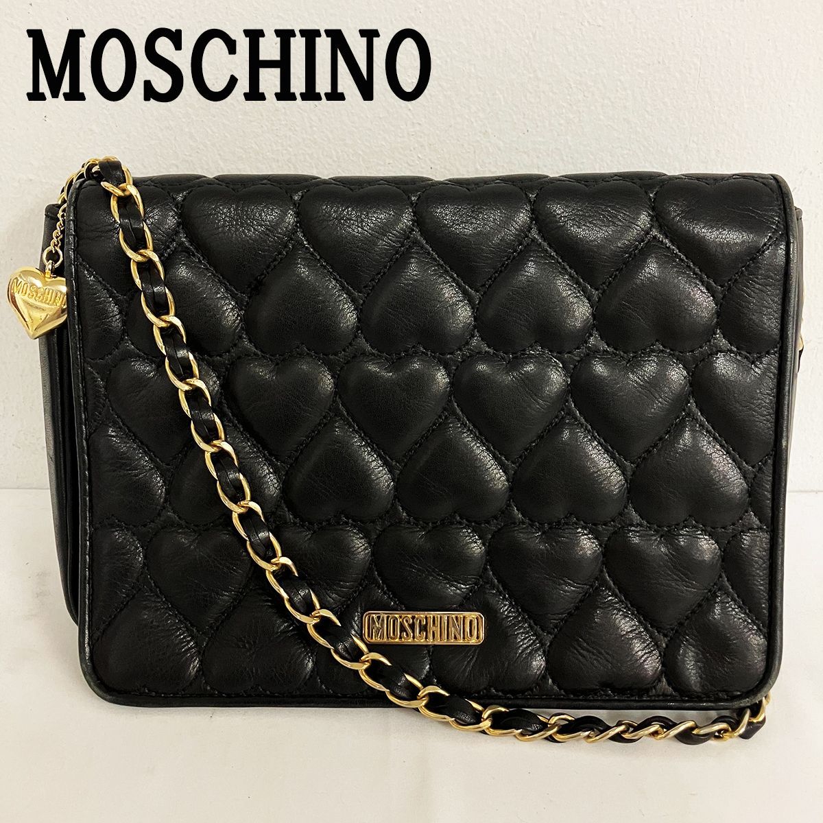 MOSCHINO モスキーノ ショルダーバッグ ハート キルティング - メルカリ