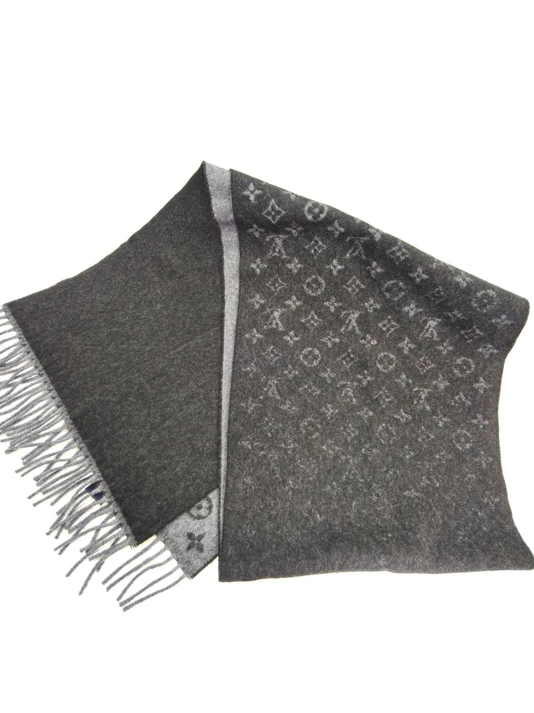 Louis Vuitton モノグラムマフラー ネイビー/グレー agnes b(アニエスベー) マフラー - ダークグレー×ダークネイビー