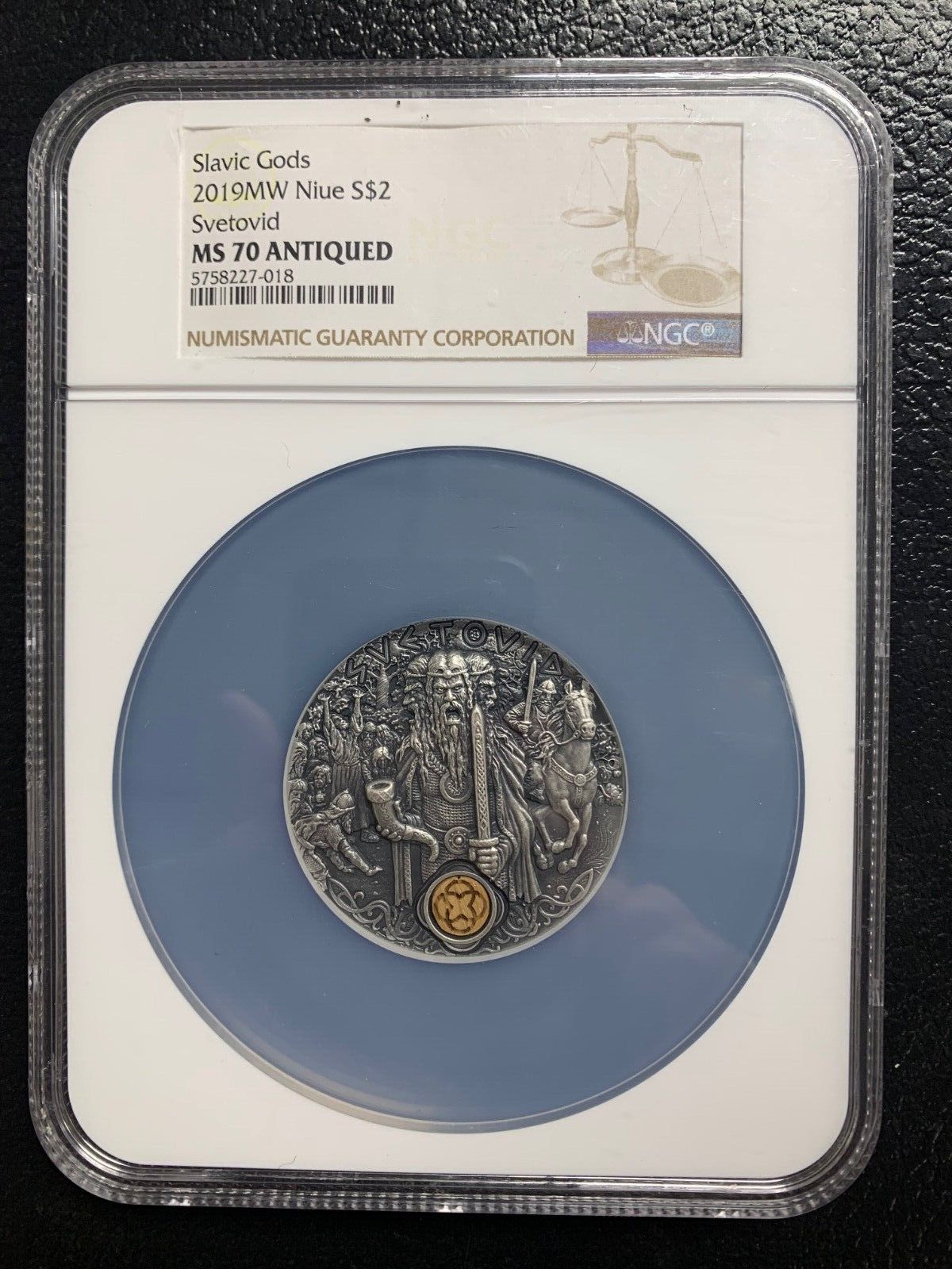 Slavic Gods Niue Islands $2 2019 SVETOVID 2oz Silver Coin NGC MS70 Antiqued 7K