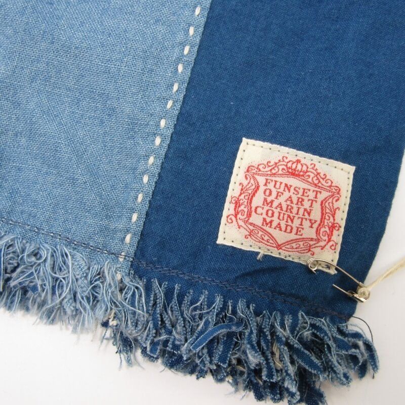 FUNSET OF ART ファンセットオブアート ストール -155 パッチワーク 刺し子 コットンリネン インディゴ