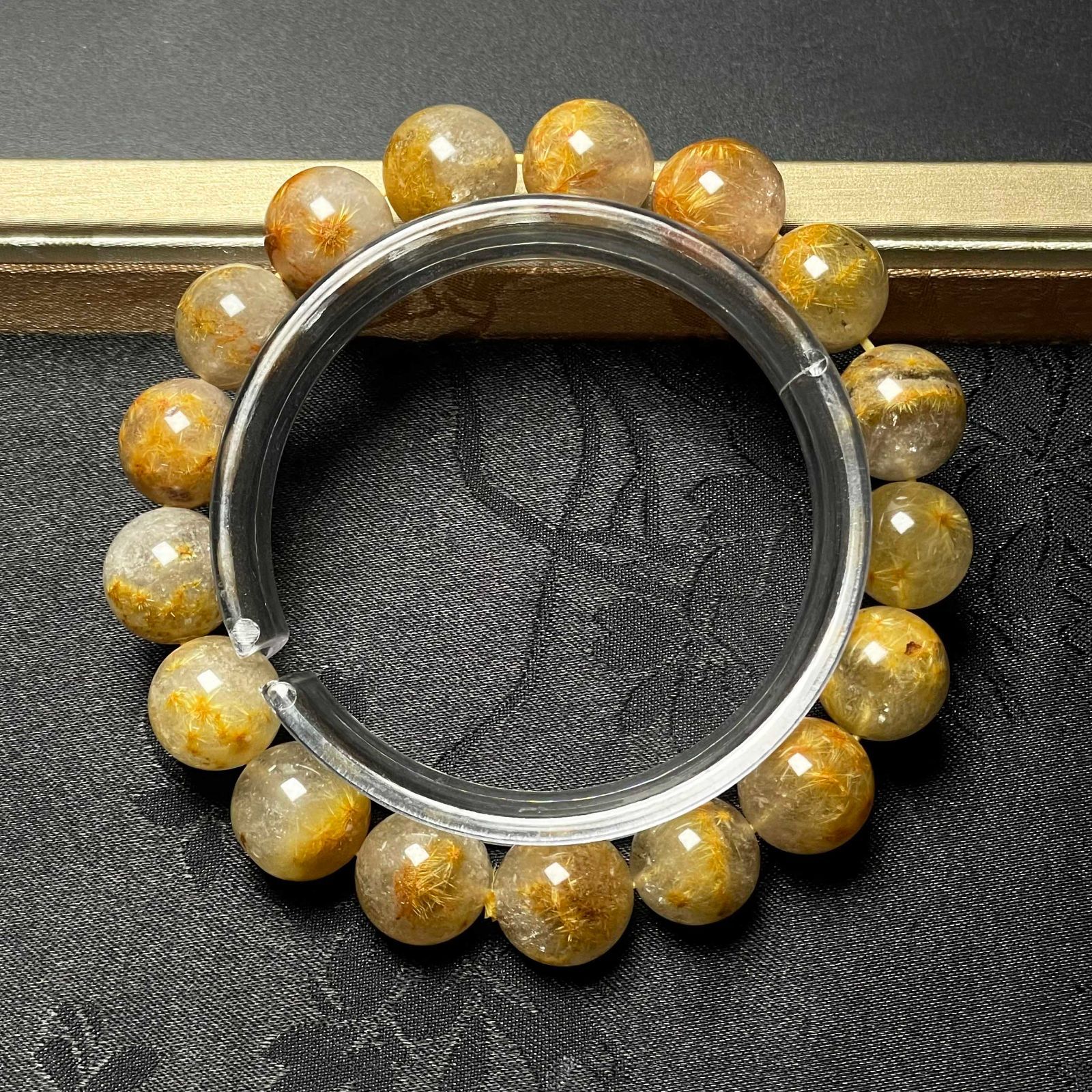 10 OFF 上品 EU製 ガーデンフラワータイチンルチル ブレスレット パワーストーン 天然石 金運 お守り プレゼント1 11.8-12.7mm ZB9437