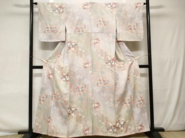 平和屋着物□上質な小紋 草花文 暈し染め 正絹 逸品 AAAM9076zg