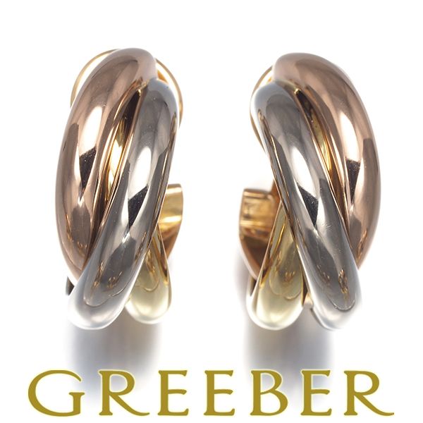 K2064 超美品!! カルティエ トリニティ K18スリーゴールドフープピアス