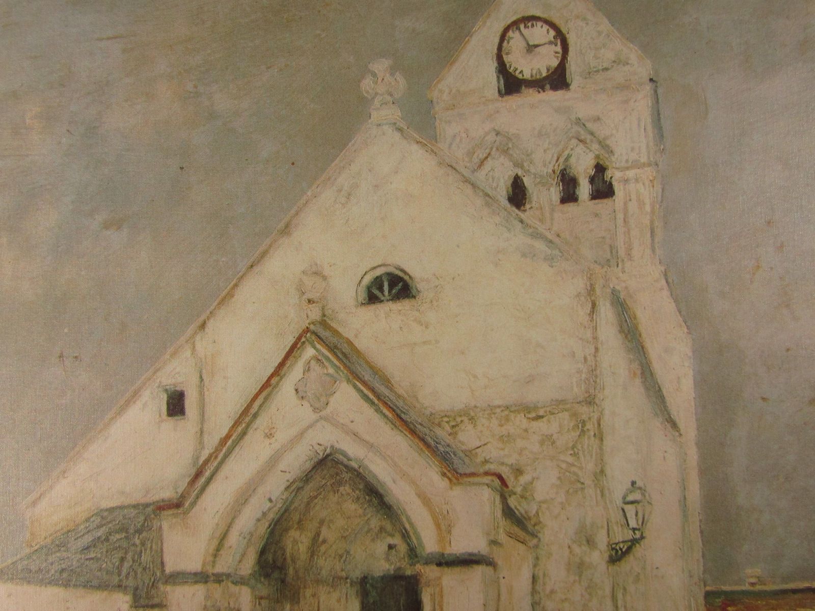 1519 モーリス・ユトリロ 「村の教会」 複製画 油彩 フランスの