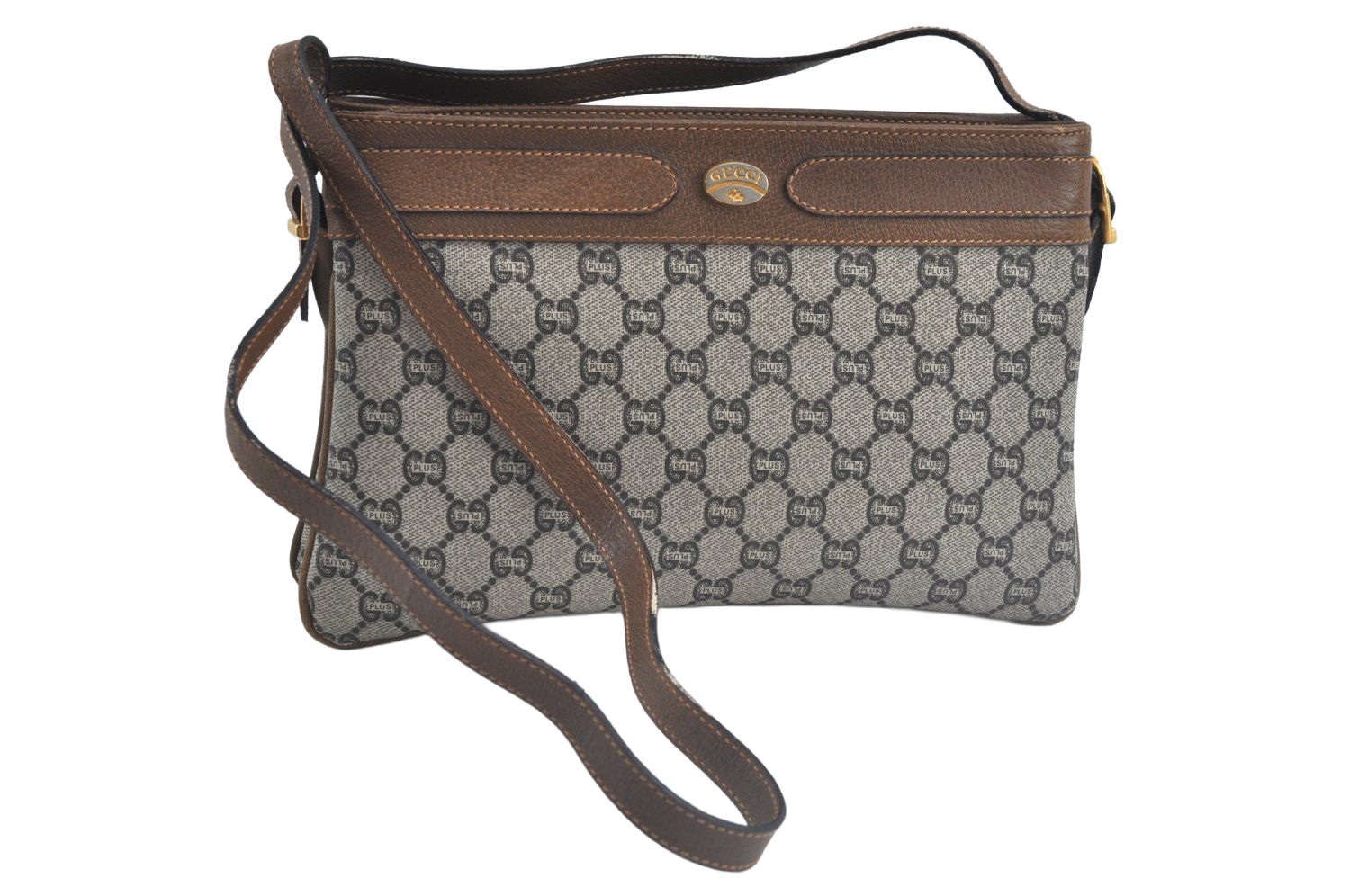 구찌 구찌 숄더 크로스바디 백 지갑 GG 플러스 V.C. 가죽 브라운 L2801
