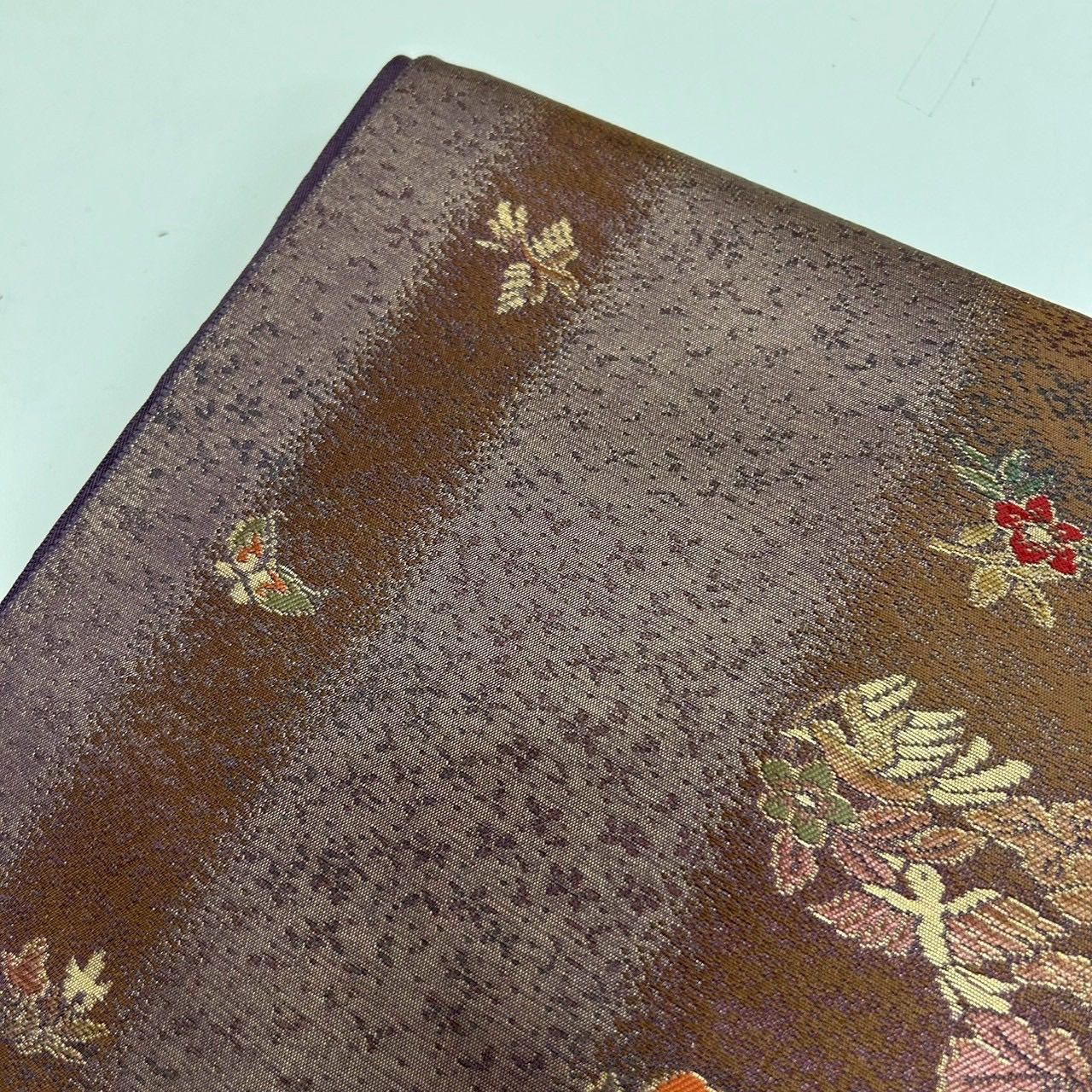 名古屋帯 正絹 縞に美しい鳥 草花 九寸 MA-160 - メルカリ