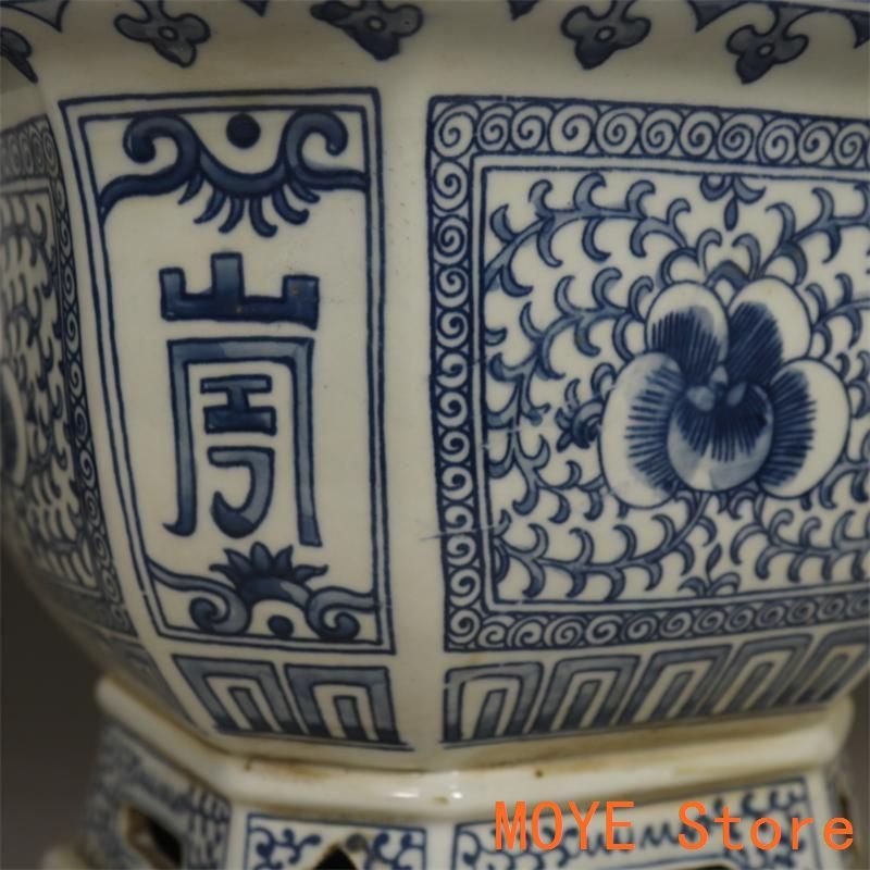 青花四方花觚(そう)青花磁  工芸品 美術品 置物 青花四方花觚(そう)青花磁 工芸品 美術品 置物 青花四方花觚(
