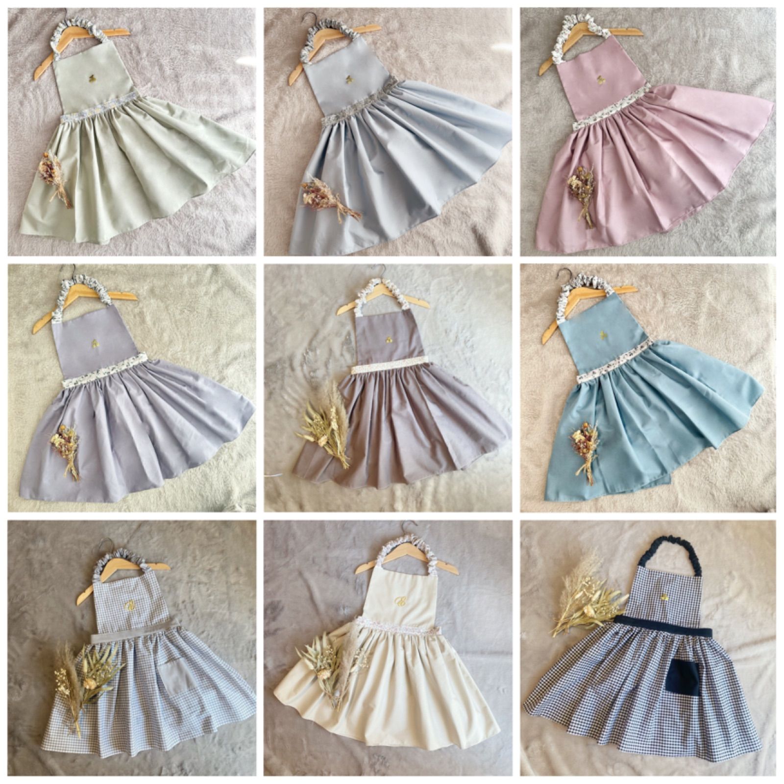 140-150cm 子ども ベビー フリル エプロン ♡ リバティ 水色
