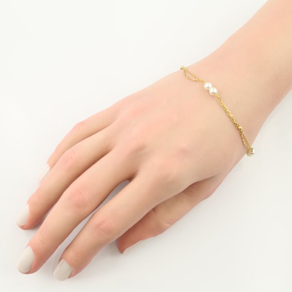 【MIKIMOTO】アコヤ パール ブレスレット ステーションタイプ K18YG MIKIMOTO - ミキモト K18YG アコヤベビー 真珠/パール