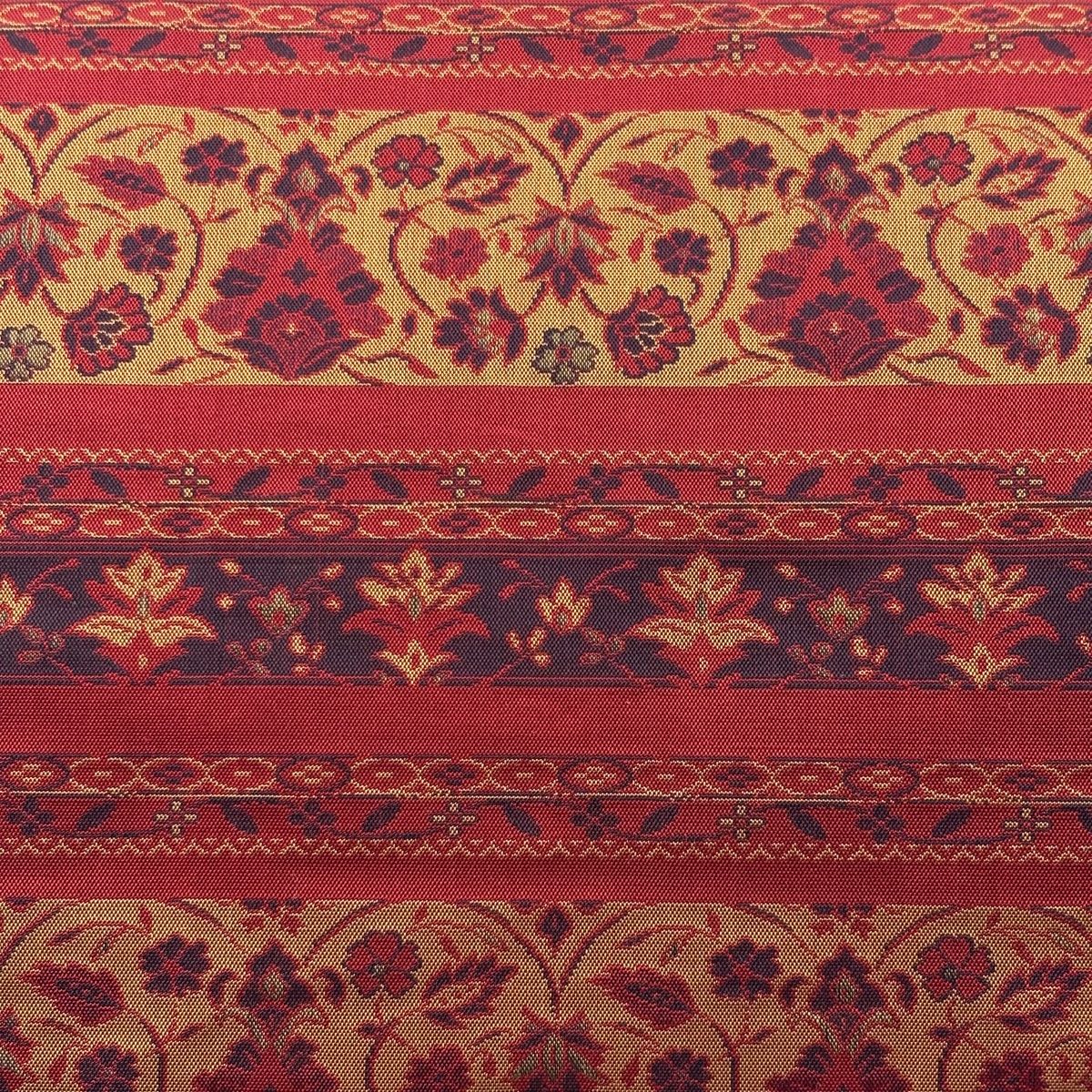 名古屋帯 美品 秀品 縞 花唐草 赤茶 正絹 中古