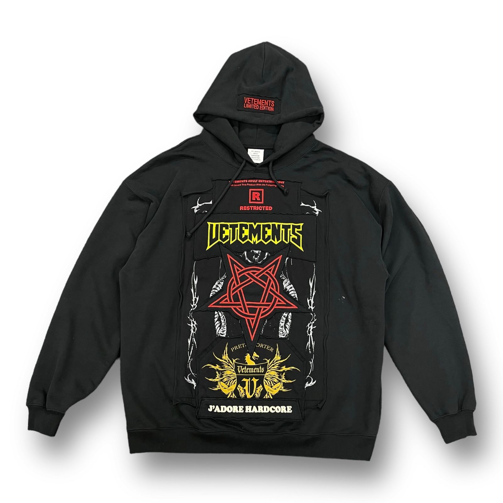 VETEMENTS Hardcore Patched Logo Hoodie ヴェトモン ハードコア 